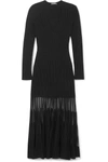 ALEXANDER MCQUEEN MESH-PANELED RIBBED STRETCH-KNIT DRESS