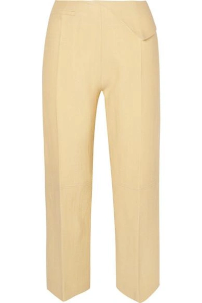 Jacquemus Joao Cropped Wool-blend Straight-leg Trousers In Pale Yellow