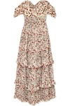 JOHANNA ORTIZ THE LADY OF SHALOTT OFF-THE-SHOULDER FLORAL-PRINT CREPE DE CHINE GOWN