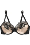 ADINA REAY LULA DD+ SATIN-TRIMMED LACE AND TULLE UNDERWIRED BRA
