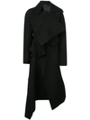 YOHJI YAMAMOTO YOHJI YAMAMOTO ASYMMETRIC FRONT COAT - BLACK