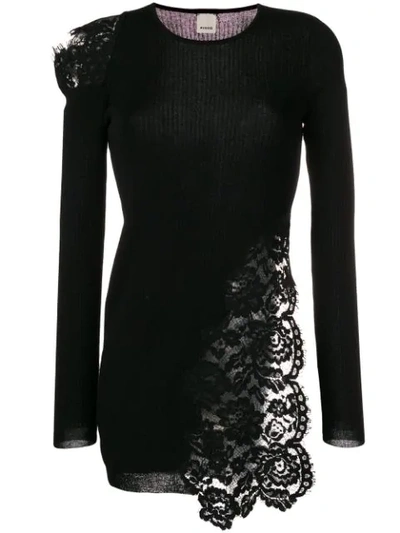 Pinko Lace-panelled Sweater In Black