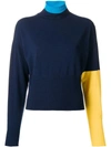 SPORTMAX SPORTMAX PLAVA COLOUR-BLOCK JUMPER - BLUE