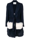 AVA ADORE AVA ADORE FUR-PANELLED COAT - BLUE