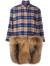 AVA ADORE fur-panelled plaid coat