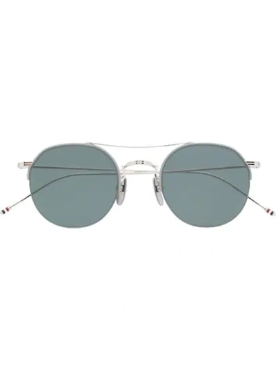 Thom Browne Silver Tone 903 Sunglasses In Metallic