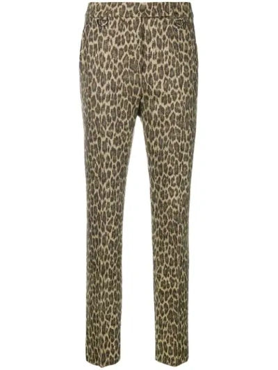 Max Mara Skinny Leopard Print Trousers In Brown