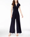Vince Camuto Twist-front Plunge Jumpsuit In Navy