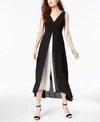 Adrianna Papell Colorblocked Overlay Jumpsuit In Black/white