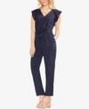 VINCE CAMUTO PIN-DOT FLUTTER-SLEEVE JUMPSUIT