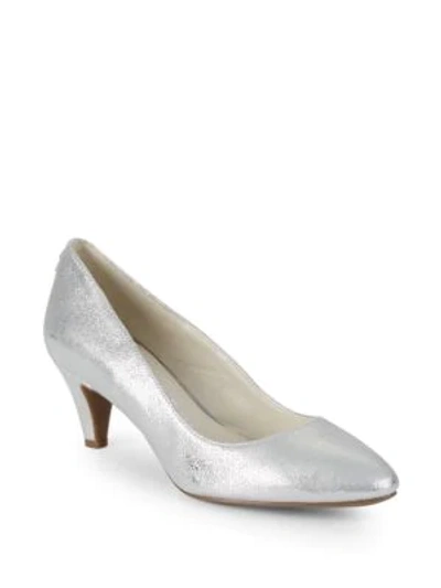 Anne Klein Rosalie Leather Pumps In Silver