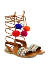 ELINA LINARDAKI L.A. Lover Embroidered Leather High-Wrap Sandals,0400099349568