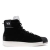 Y-3 SUPER HIGH BLACK SUEDE AND WHITE LEATHER HIGH TOP SNEAKER,10696017