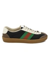 GUCCI G74 BLACK LEATHER SNEAKER WITH WEB.,10696627