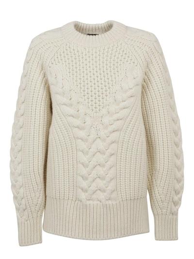Alexander Mcqueen Wool Cable Knit Sweater In Ivory