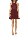 HALSTON HERITAGE SLEEVELESS RIBBED FIT-AND-FLARE MINI DRESS,SFT152757T