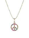 SYDNEY EVAN WOMEN'S 14K YELLOW GOLD & RAINBOW GEMSTONE MINI PEACE SIGN CHARM,0400099218033