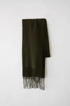 ACNE STUDIOS Skinny fringed scarf khaki melange