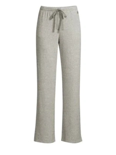 Natori Ulla Brushed Rib-knit Lounge Trousers In Light Grey