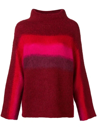 Rag & Bone Holland Stripe Merino Wool & Mohair Blend Sweater In Red
