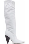 SIGERSON MORRISON SIGERSON MORRISON WOMAN JAY GATHERED TEXTURED-LEATHER KNEE BOOTS WHITE,3074457345618993363