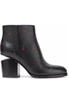 ALEXANDER WANG ALEXANDER WANG WOMAN GABI FLORAL-PRINT PEBBLED-LEATHER ANKLE BOOTS BLACK,3074457345618421194