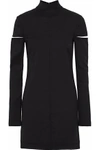 HELMUT LANG HELMUT LANG WOMAN CUTOUT WOOL-BLEND TWILL TURTLENECK MINI DRESS BLACK,3074457345618980779