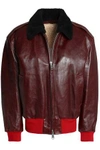 CALVIN KLEIN 205W39NYC WOMAN SHEARLING-LINED LEATHER BOMBER JACKET MERLOT,GB 2243576767834314