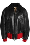 CALVIN KLEIN 205W39NYC WOMAN SHEARLING-LINED LEATHER BOMBER JACKET BLACK,GB 2243576767834314