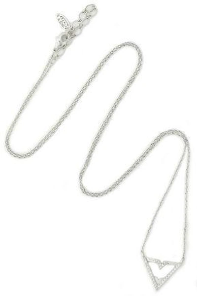 Astrid & Miyu Woman Fitzgerald Triangle Rhodium-plated Crystal Necklace Silver