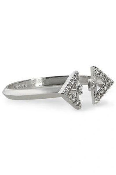 Astrid & Miyu Woman Fitzgerald Triangle White Gold-plated Crystal Ring Silver