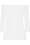 HELMUT LANG HELMUT LANG WOMAN OFF-THE-SHOULDER STRETCH-JERSEY TOP WHITE,3074457345620980155