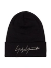 YOHJI YAMAMOTO YOHJI YAMAMOTO LOGO EMBROIDERED BEANIE - BLACK