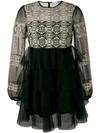 RED VALENTINO RED VALENTINO EMBROIDERED LACE DRESS - BLACK