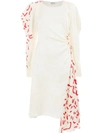 AALTO AALTO GATHERED ASYMMETRIC FLORAL DRESS - WHITE