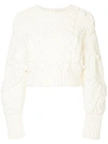 OSCAR DE LA RENTA OSCAR DE LA RENTA CABLE KNIT SWEATER - WHITE