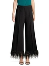 MILLY Hayden Wide Leg Feather Hem Pants