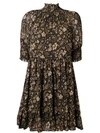 ULLA JOHNSON ULLA JOHNSON FLORAL PRINT SILK DRESS - BLACK