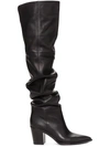 GIANVITO ROSSI BLACK 70 LEATHER SLOUCH BOOTS