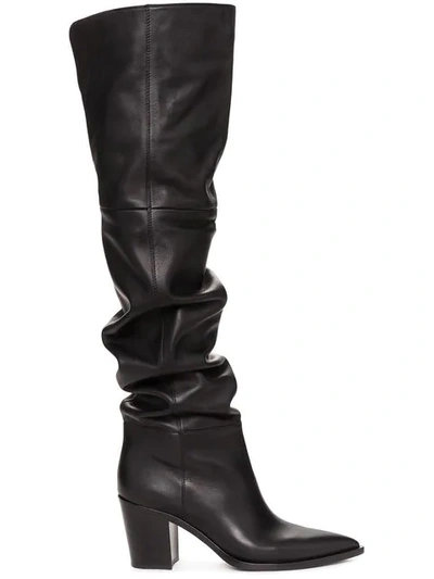 Gianvito Rossi Black 70 Leather Slouch Boots In 3860111