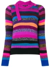 MARC JACOBS MARC JACOBS STRIPED TIE-NECK CASHMERE SWEATER - PINK