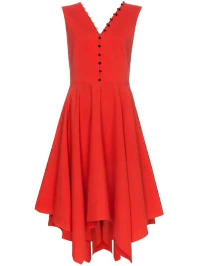 Adeam Sleeveless Handkerchief Hem Dress In Red