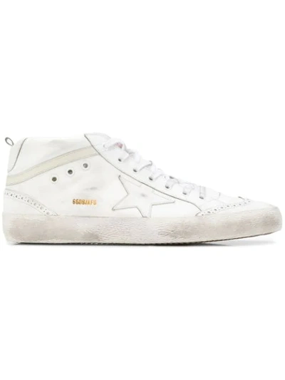 Golden Goose Mid Star牛皮板鞋 In White Leather-cream