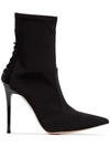 GIANVITO ROSSI BLACK 105 LACE UP LEATHER AND NEOPRENE BOOTS