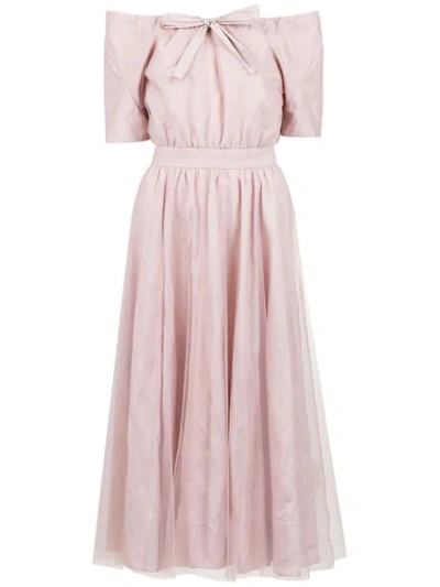 Gloria Coelho Off The Shoulder Belted Dress In Pink