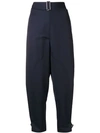 JW ANDERSON WOMEN'S NAVY FOLD FRONT UTILITY TROUSERS