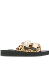 Suicoke Moto Vhl Genuine Calf Hair Slide Sandal In Brown