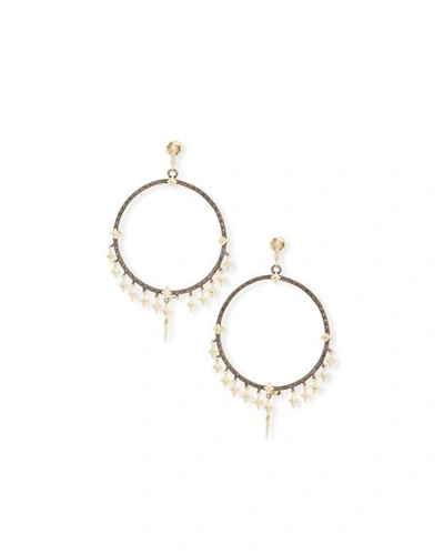 Armenta Old World Diamond Crivelli Hoop Earrings With Dagger Charms In Gold