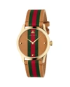 GUCCI MEN'S TRICOLOR LEATHER WEB WATCH,PROD215010221