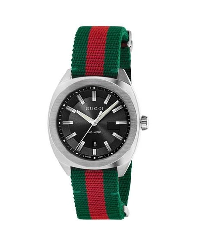Gucci Men's Gg2570 41mm Stainless Steel-nylon Watch In Green